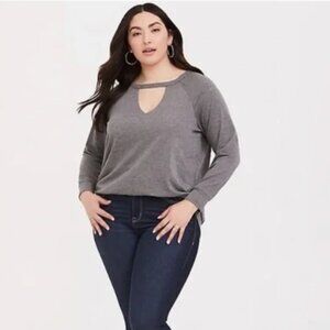 Torrid Knit Choker Neck Raglan Sweatshirt
